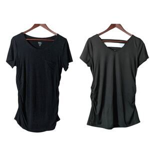 Maternity Shirt Bundle - 2 Short Sleeve Crew Neck T-Shirt Medium